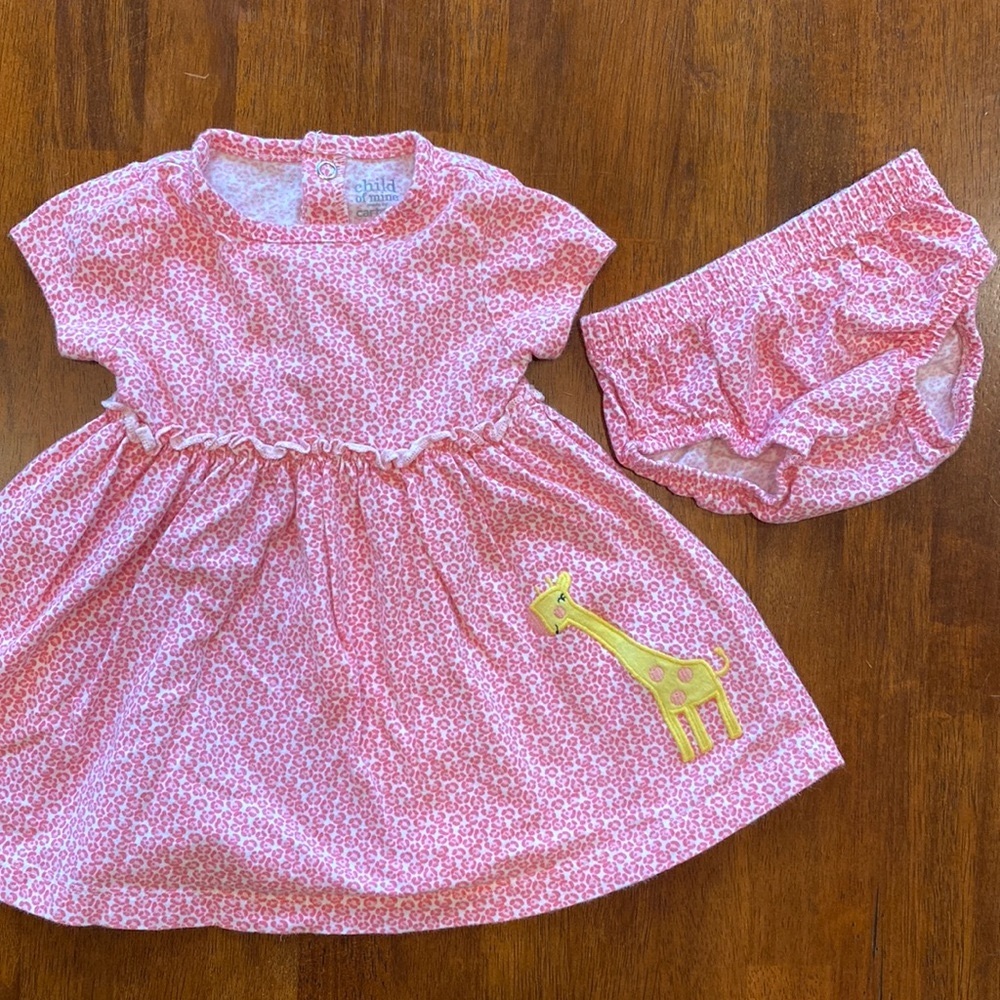 3/$20 Carter’s Child of Mine- Pink Giraffe Dress & Diaper Cover (3-6 months) EUC